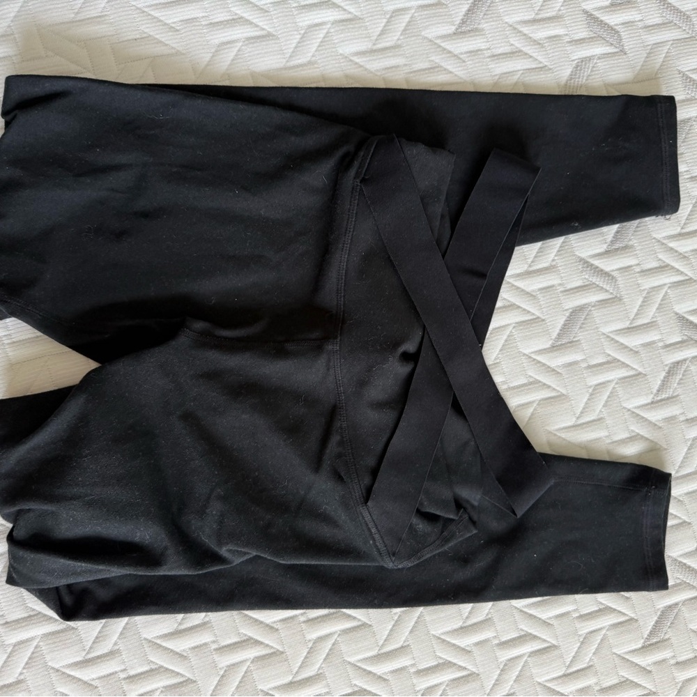 Fabletics Black Leggings with Crisscross Detail